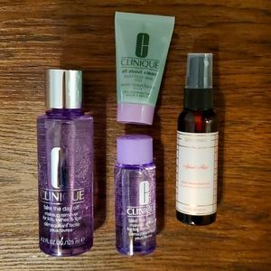 3 CLINIQUE Items + AROMATIQUE Apricot Mint Spray Hand Sanitizer -- All Unopened.